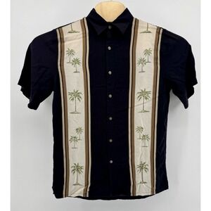 Batak Bay Hawaiian Shirt Men's Size S 100% Rayon Floral Tropical Palm Tree Aloha
